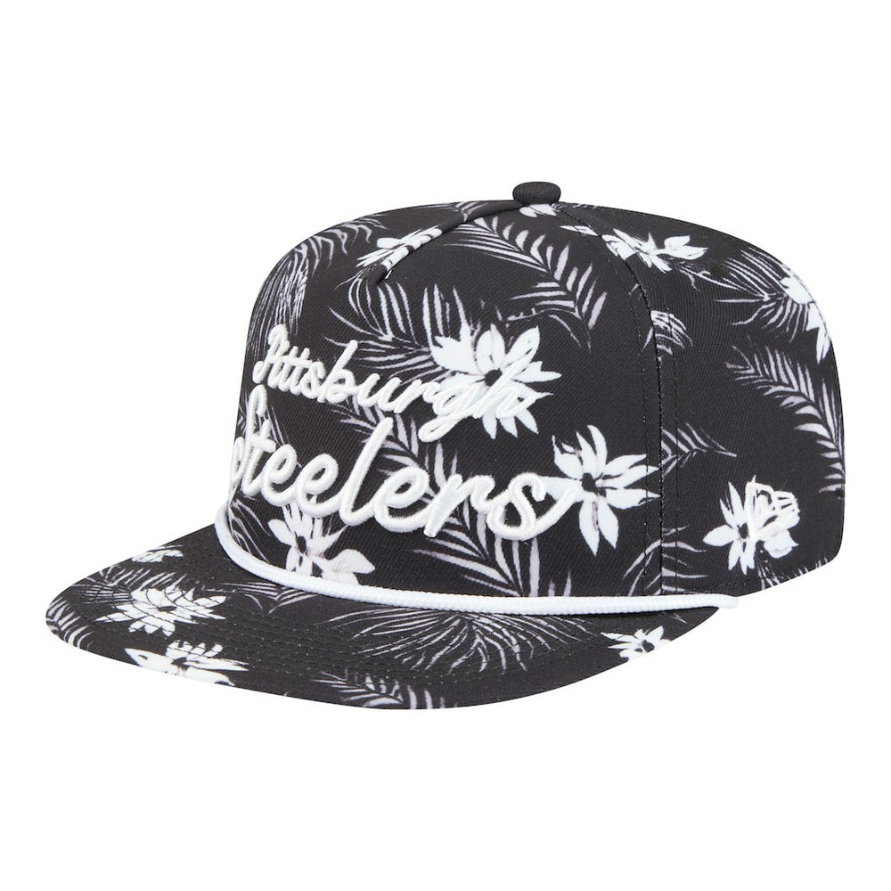 Pittsburgh Steelers New Era Palm Print A-Frame 9FIFTY Snapback Hat Black