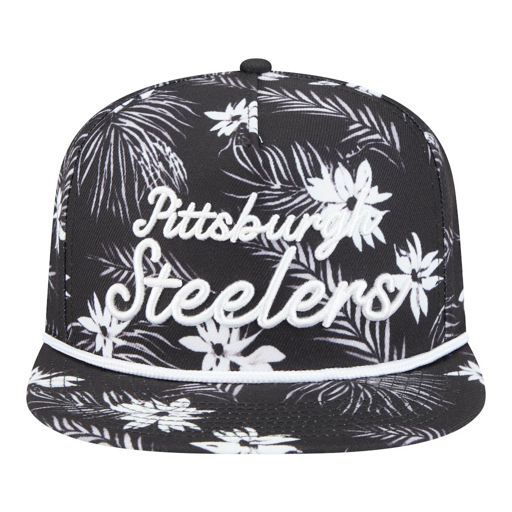 Pittsburgh Steelers New Era Palm Print A-Frame 9FIFTY Snapback Hat Black