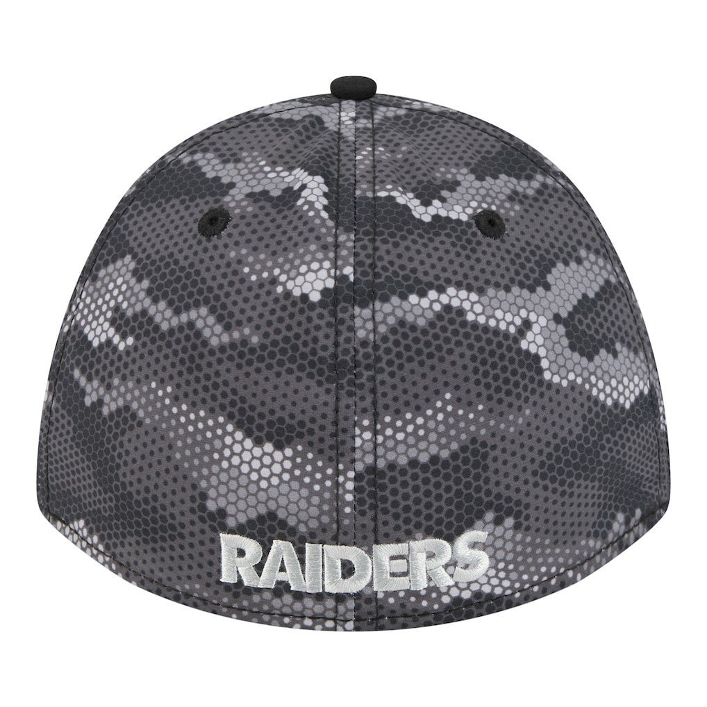 Las Vegas Raiders New Era Camo A-Frame 39THIRTY Flex Hat Black