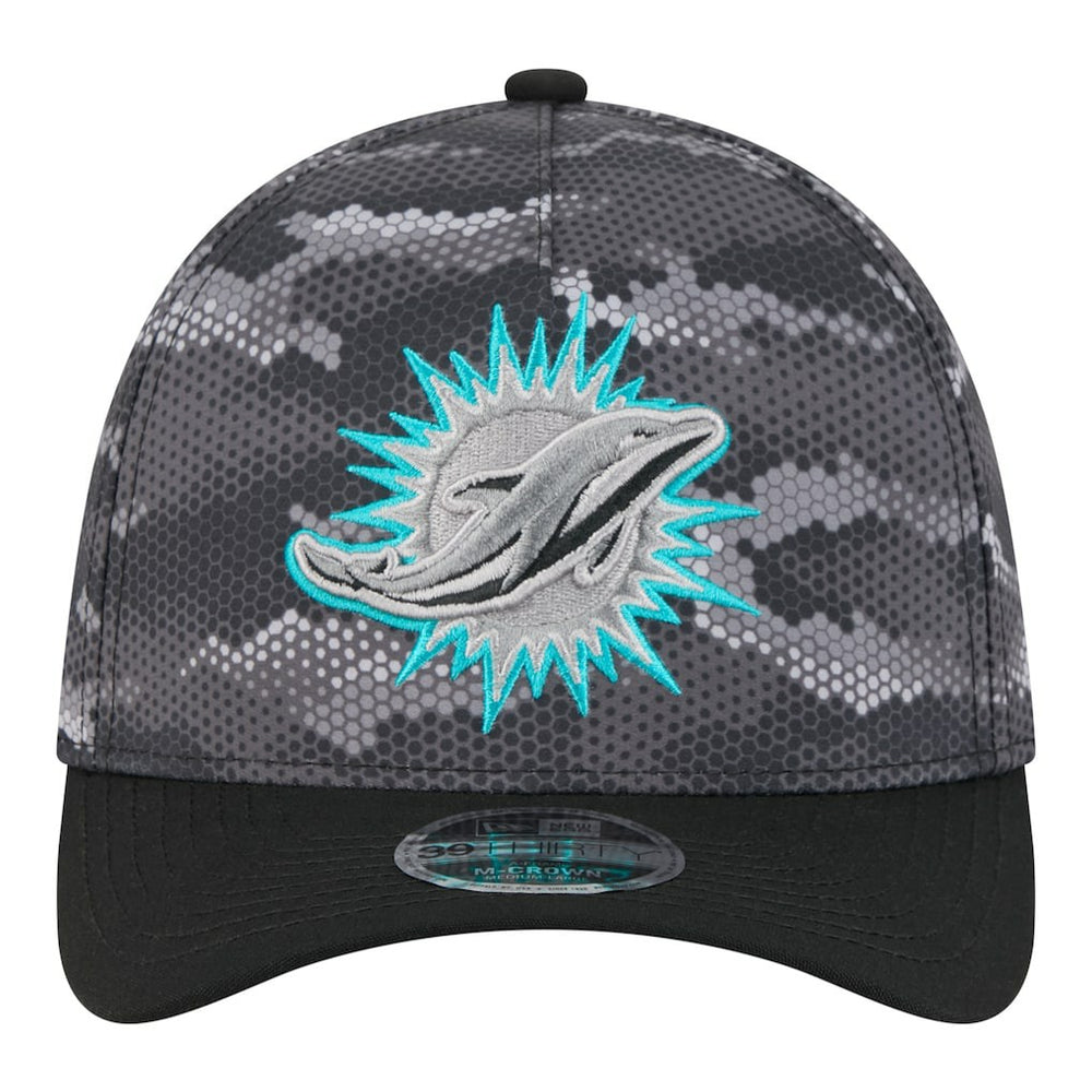 Miami Dolphins New Era Camo A-Frame 39THIRTY Flex Hat Black