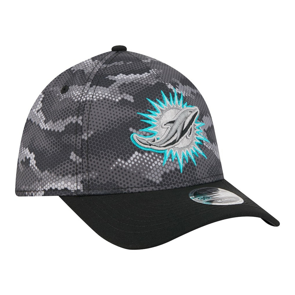 Miami Dolphins New Era Camo A-Frame 39THIRTY Flex Hat Black