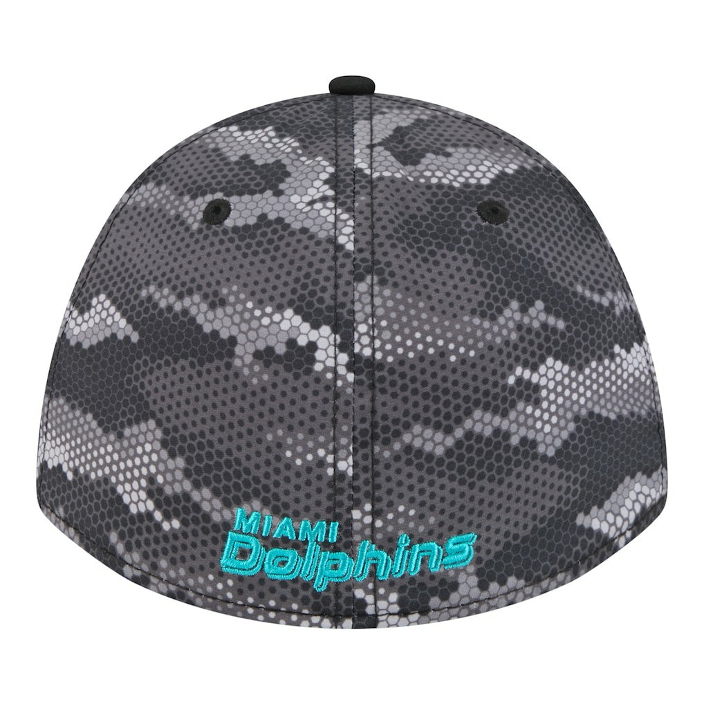 Miami Dolphins New Era Camo A-Frame 39THIRTY Flex Hat Black