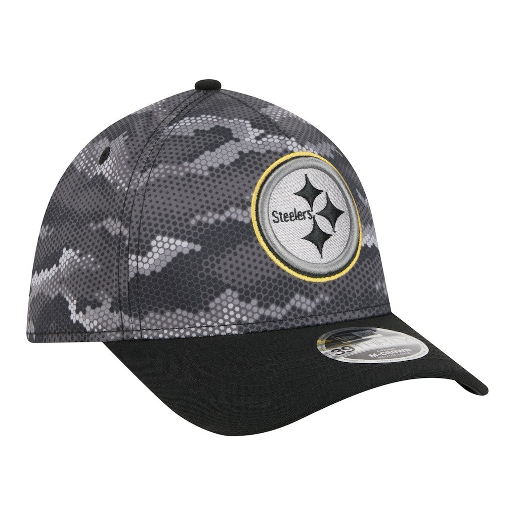 Pittsburgh Steelers New Era Camo A-Frame 39THIRTY Flex Hat Black