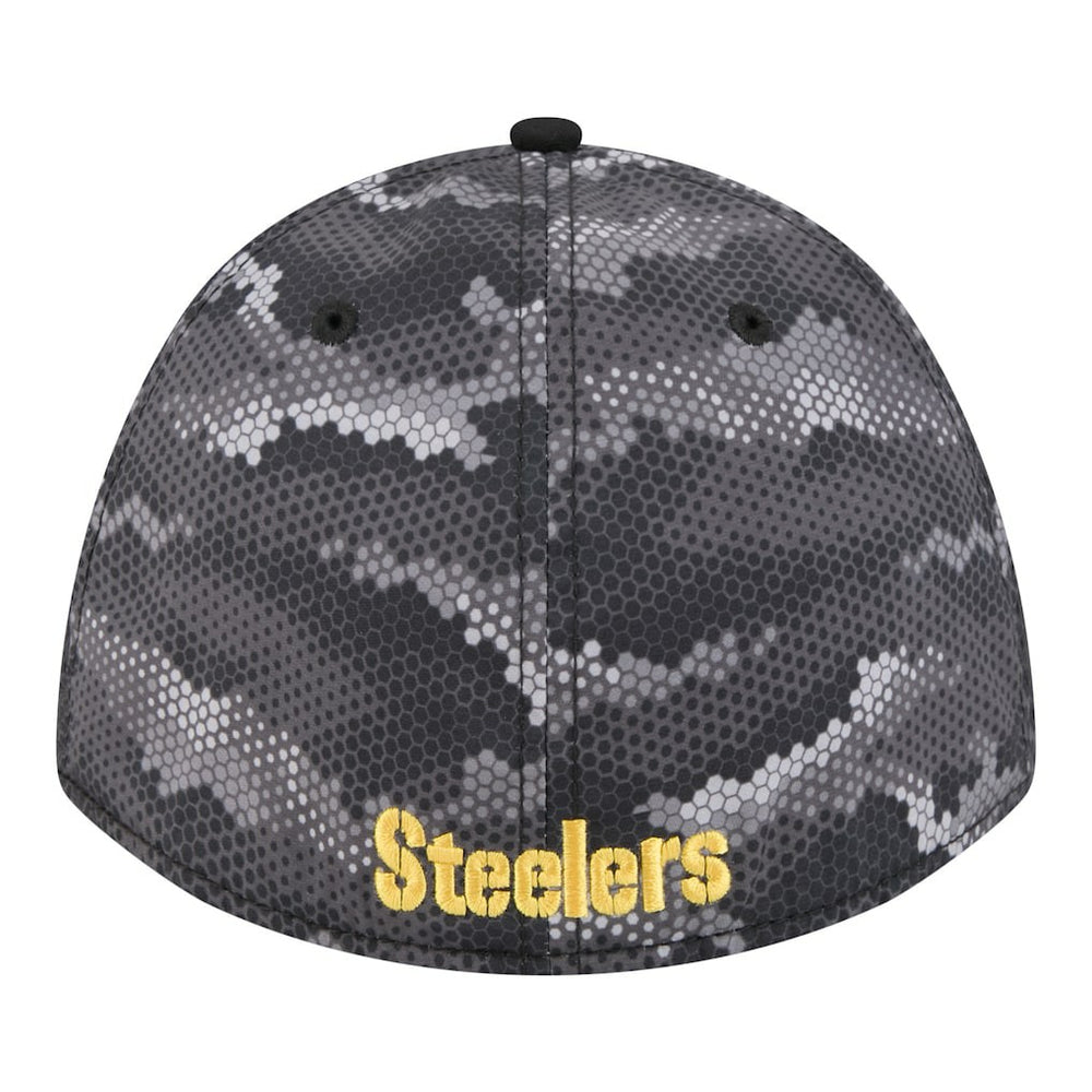 Pittsburgh Steelers New Era Camo A-Frame 39THIRTY Flex Hat Black