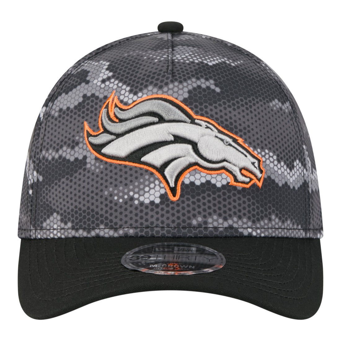 Denver Broncos New Era Camo A-Frame 39THIRTY Flex Hat Black