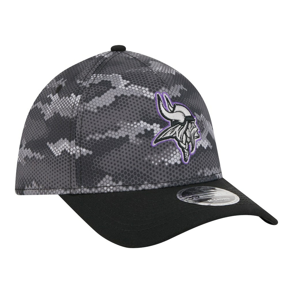 Minnesota Vikings New Era Camo A-Frame 39THIRTY Flex Hat Black
