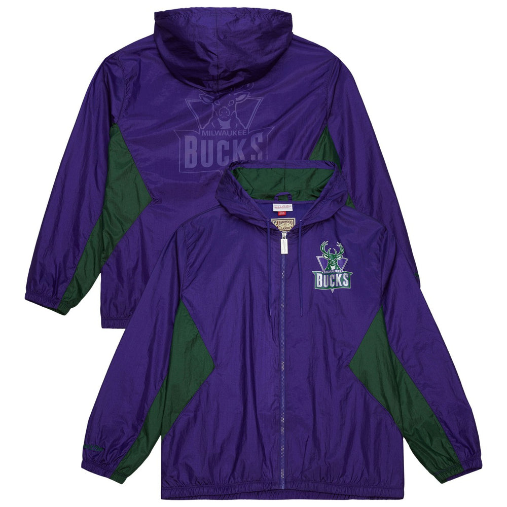 Milwaukee Bucks Playmaker Full-Zip Hooded Windbreaker Jacket Purple | Mitchell & Ness discount