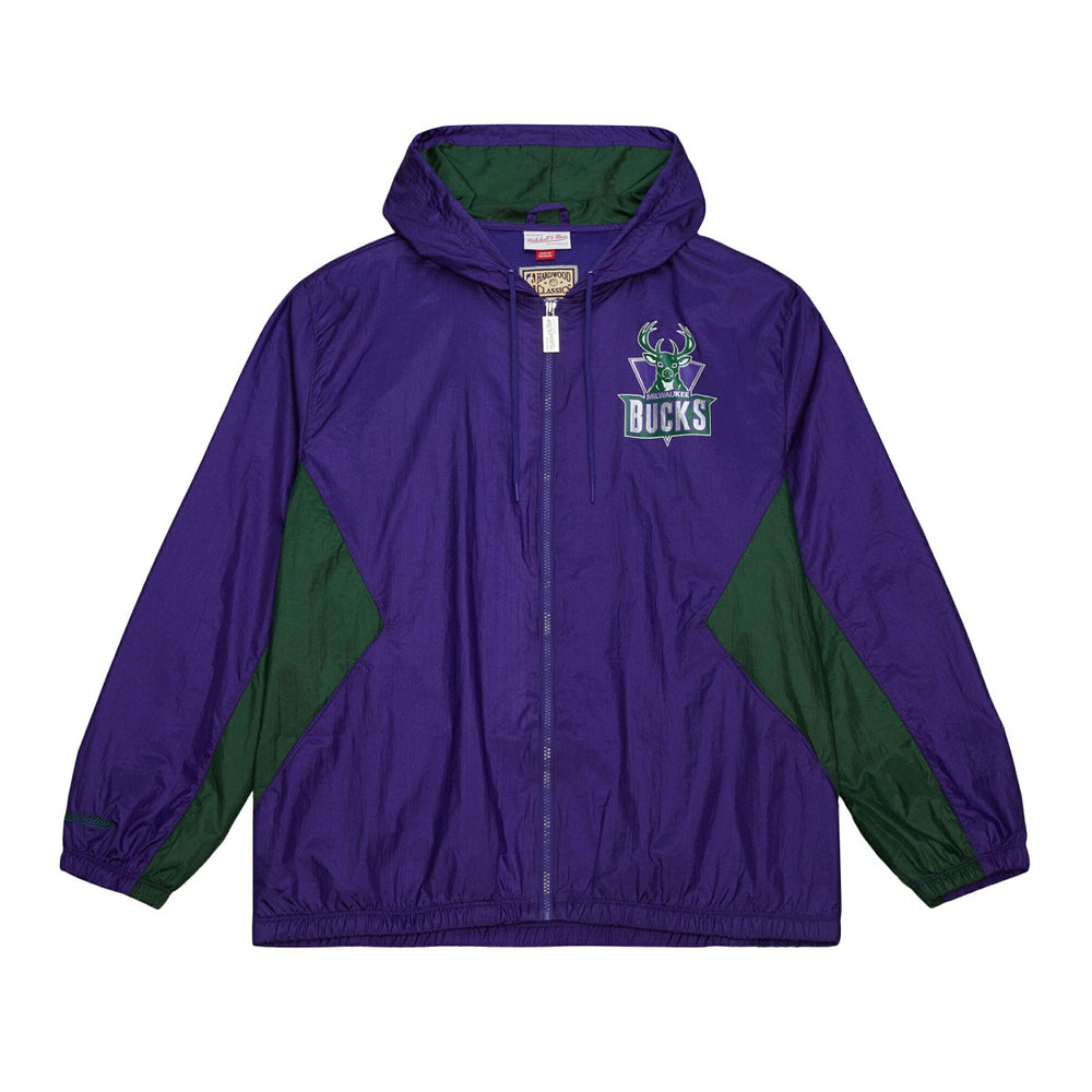 Milwaukee Bucks Playmaker Full-Zip Hooded Windbreaker Jacket Purple | Mitchell & Ness discount