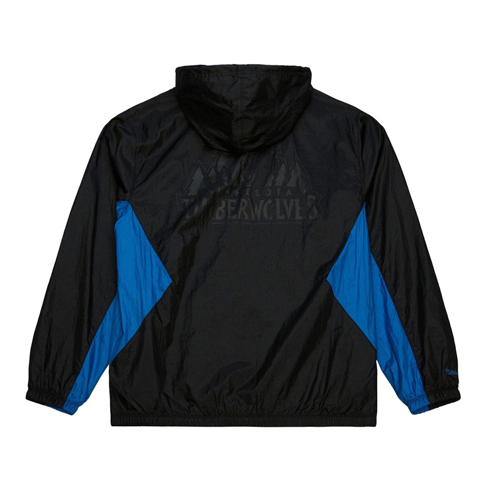 Minnesota Timberwolves Playmaker Full-Zip Hooded Windbreaker Jacket Black | Mitchell & Ness