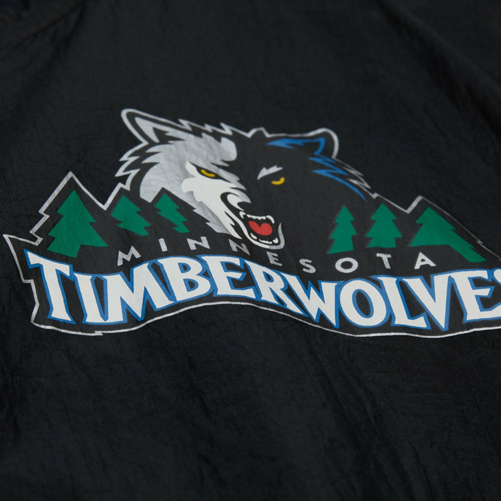 Minnesota Timberwolves Playmaker Full-Zip Hooded Windbreaker Jacket Black | Mitchell & Ness