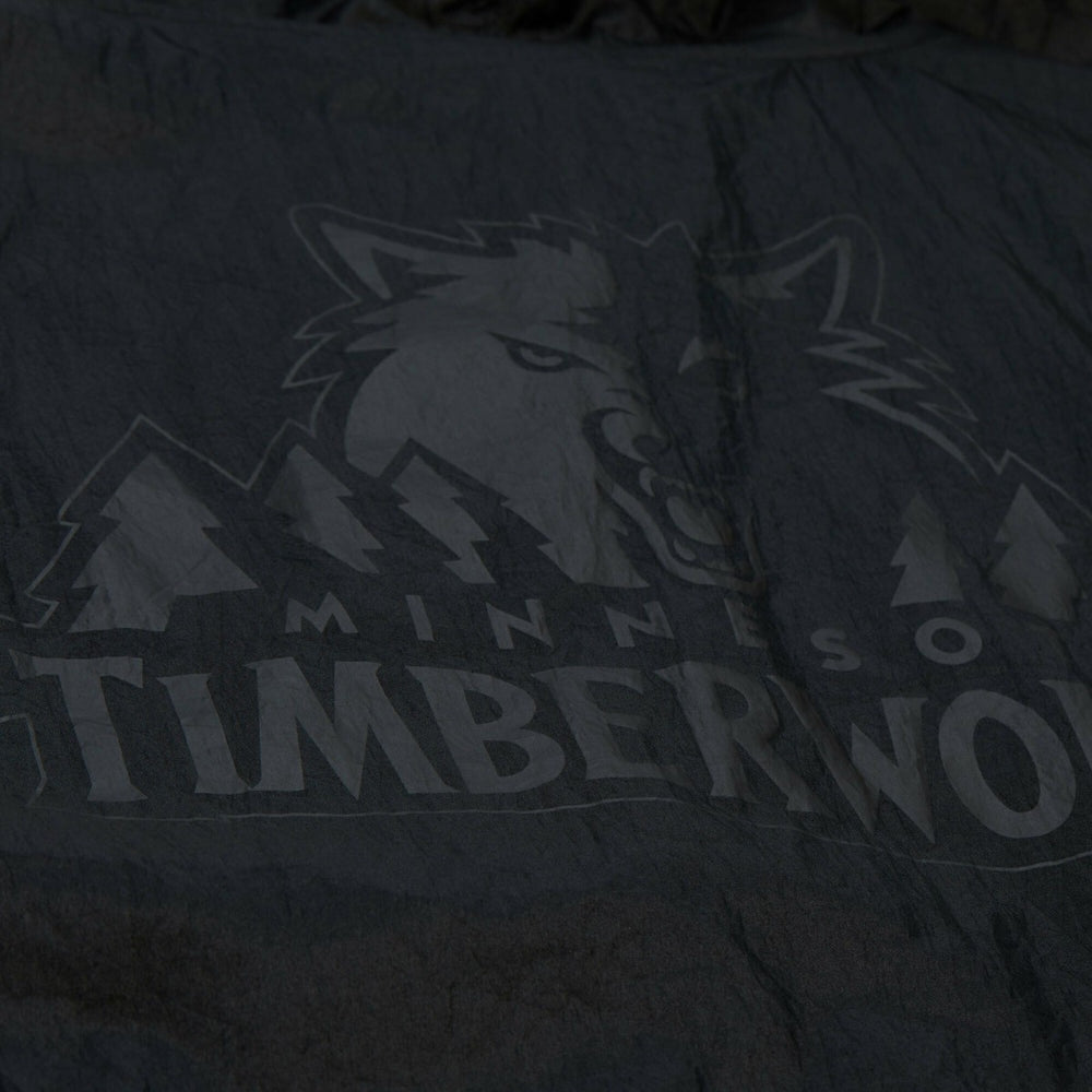 Minnesota Timberwolves Playmaker Full-Zip Hooded Windbreaker Jacket Black | Mitchell & Ness