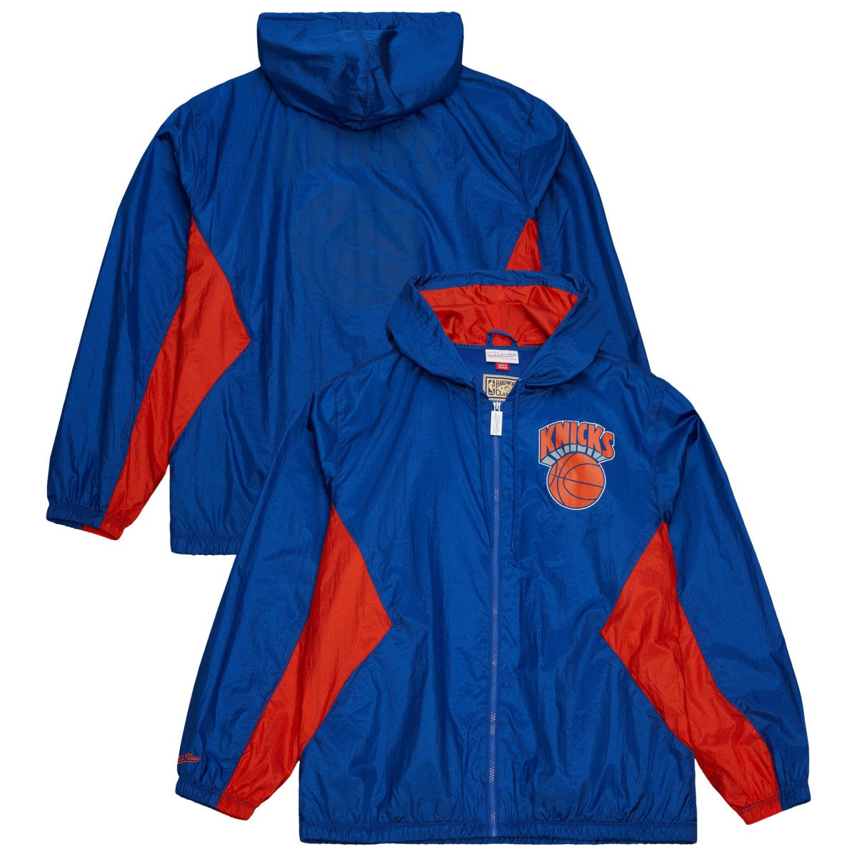 New York Knicks Playmaker Full-Zip Hooded Windbreaker Jacket Blue | Mitchell & Ness