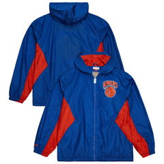 New York Knicks Playmaker Full-Zip Hooded Windbreaker Jacket Blue | Mitchell & Ness