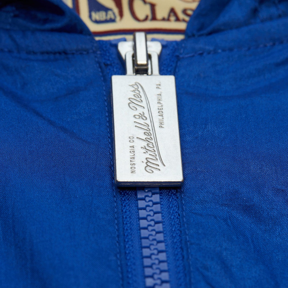New York Knicks Playmaker Full-Zip Hooded Windbreaker Jacket Blue | Mitchell & Ness