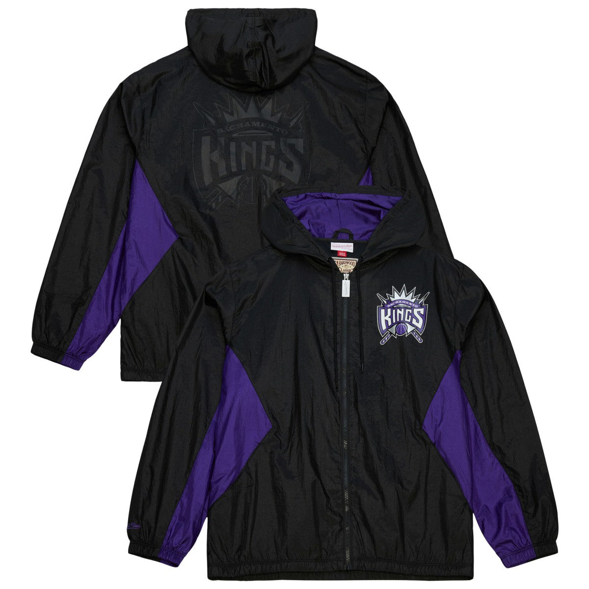 Sacramento Kings Playmaker Full-Zip Hooded Windbreaker Jacket Black | Mitchell & Ness discount