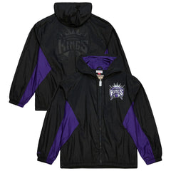 Sacramento Kings Playmaker Full-Zip Hooded Windbreaker Jacket Black | Mitchell & Ness discount