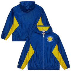 Golden State Warriors Playmaker Full-Zip Hooded Windbreaker Jacket for sale Royal | Mitchell & Ness online