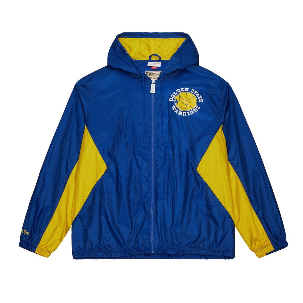 Golden State Warriors Playmaker Full-Zip Hooded Windbreaker Jacket for sale Royal | Mitchell & Ness online