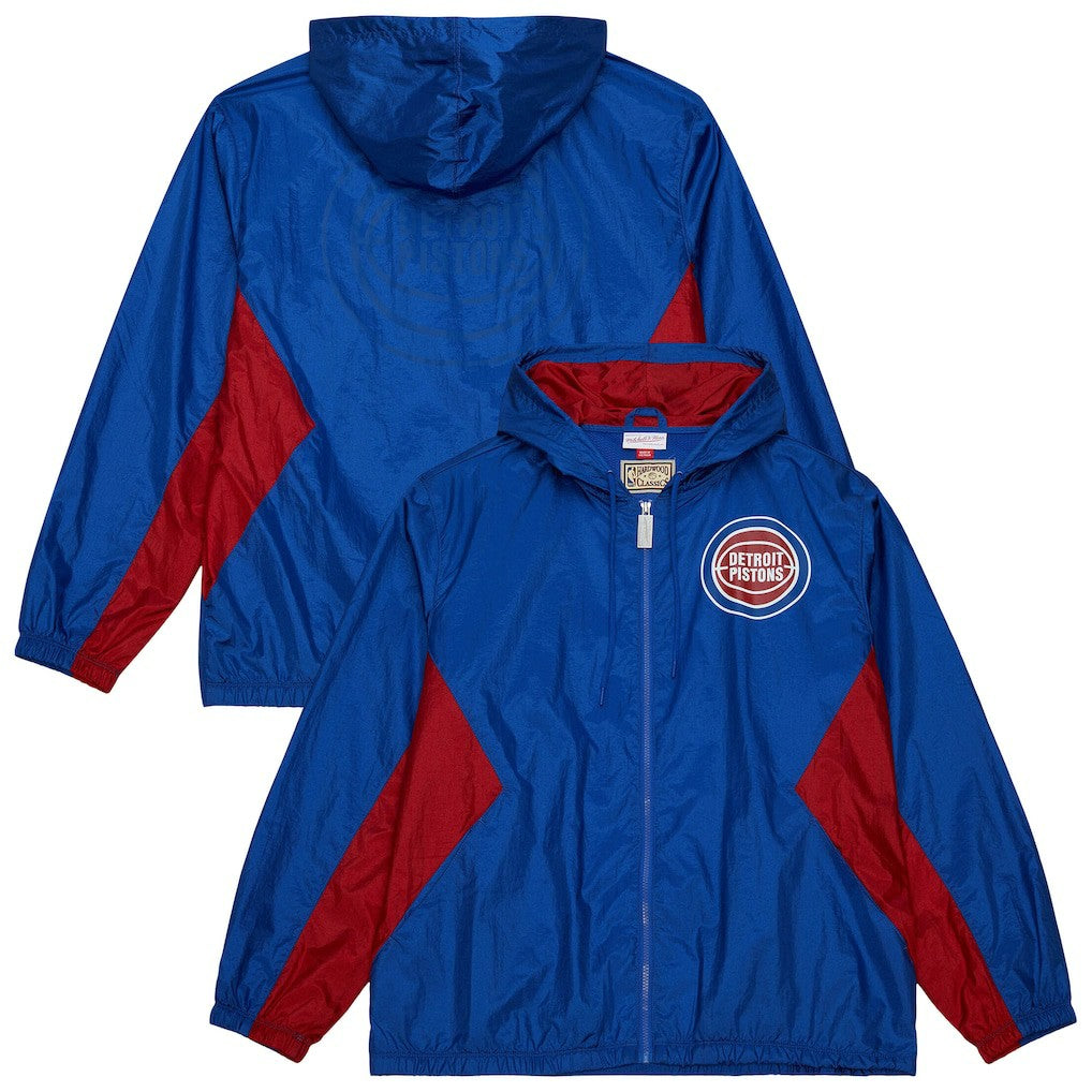 Detroit Pistons Playmaker Full-Zip Hooded Windbreaker Jacket for sale Blue | Mitchell & Ness Lifestyle