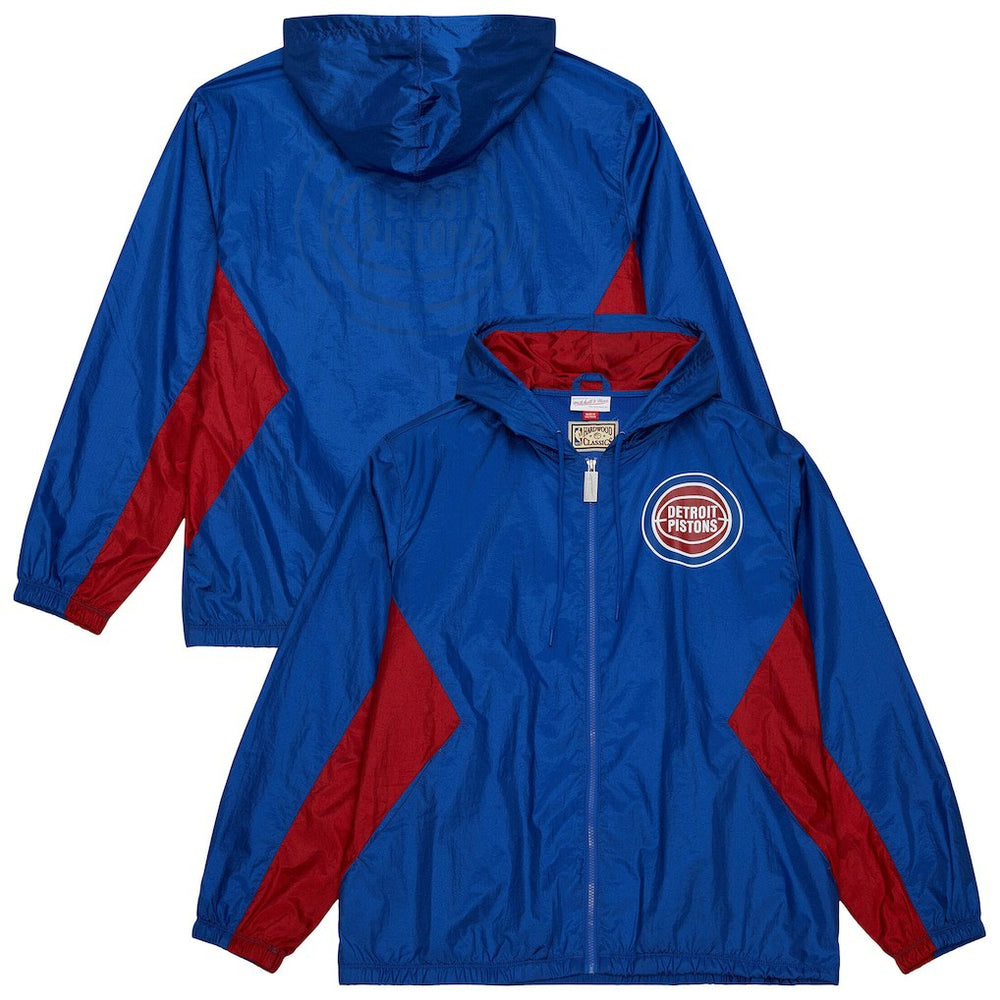 Detroit Pistons Playmaker Full-Zip Hooded Windbreaker Jacket for sale Blue | Mitchell & Ness Lifestyle