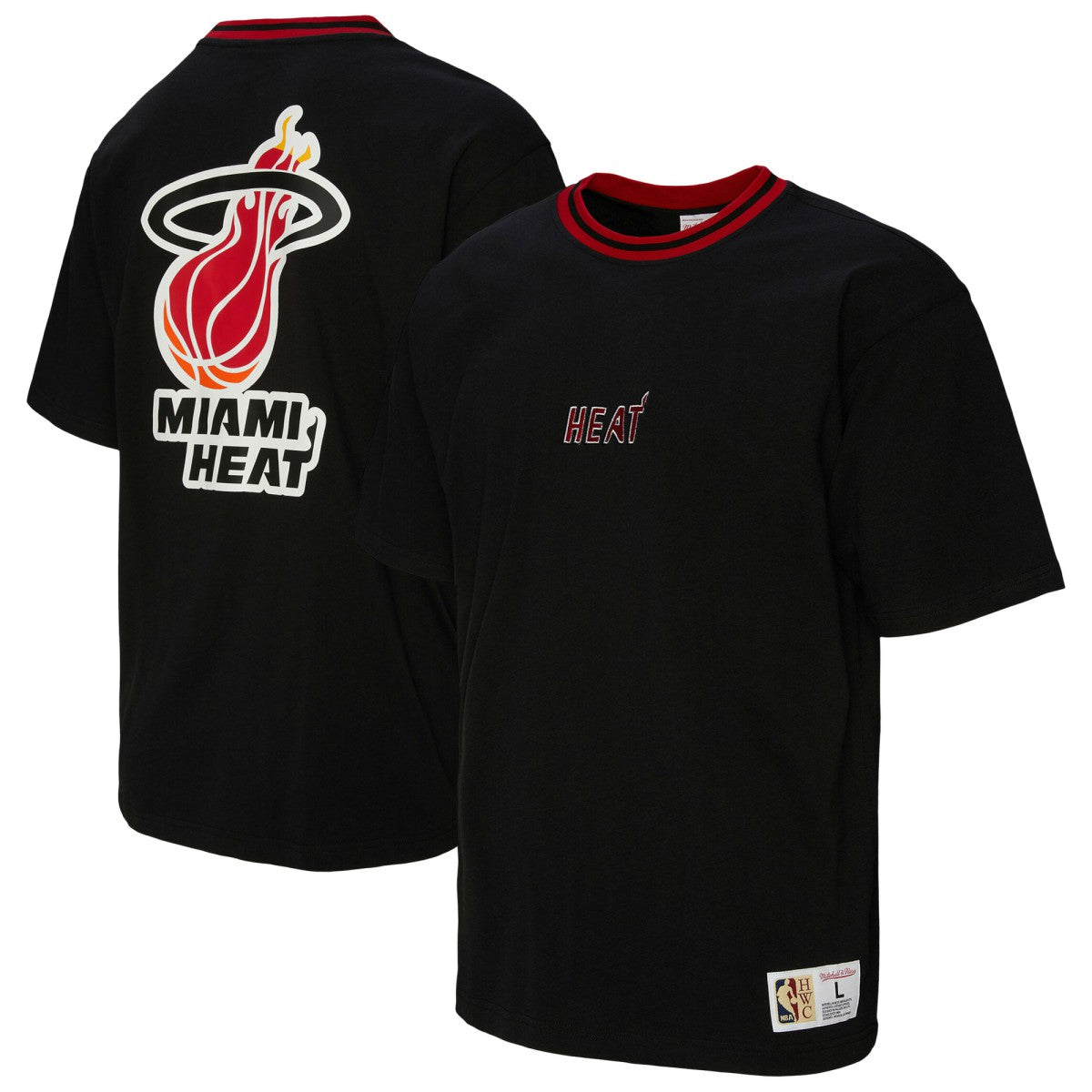 Miami Heat Unisex Playmaker Vintage Logo T-Shirt Black | Mitchell & Ness US