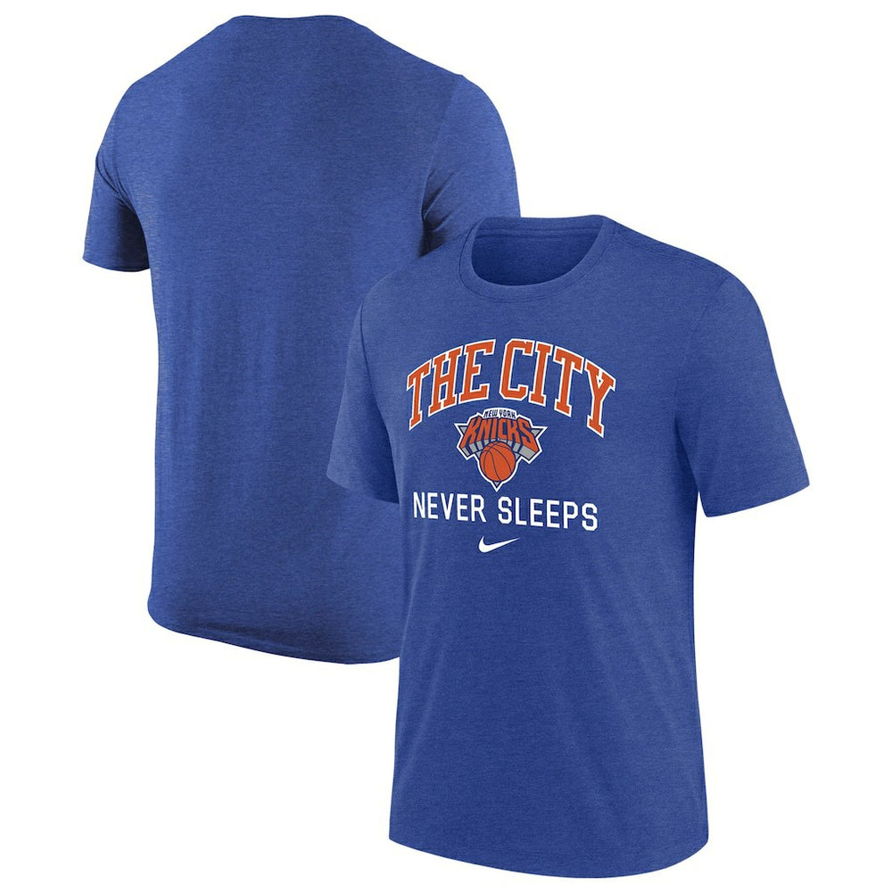 New York Knicks Tri-Blend T-Shirt Heather Royal | Nike for sale