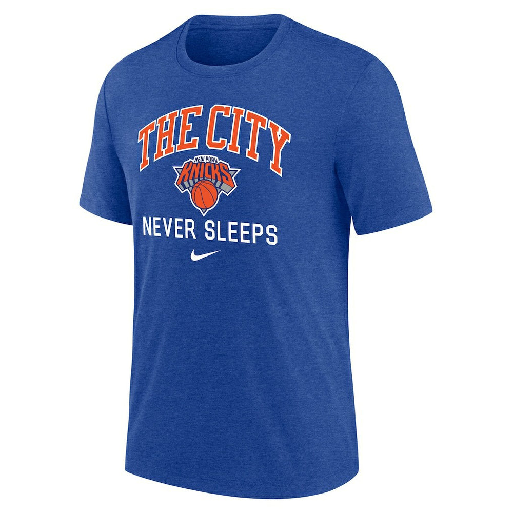 New York Knicks Tri-Blend T-Shirt Heather Royal | Nike for sale