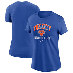 New York Knicks Women's The City Never Sleeps T-Shirt Blue | Nike online