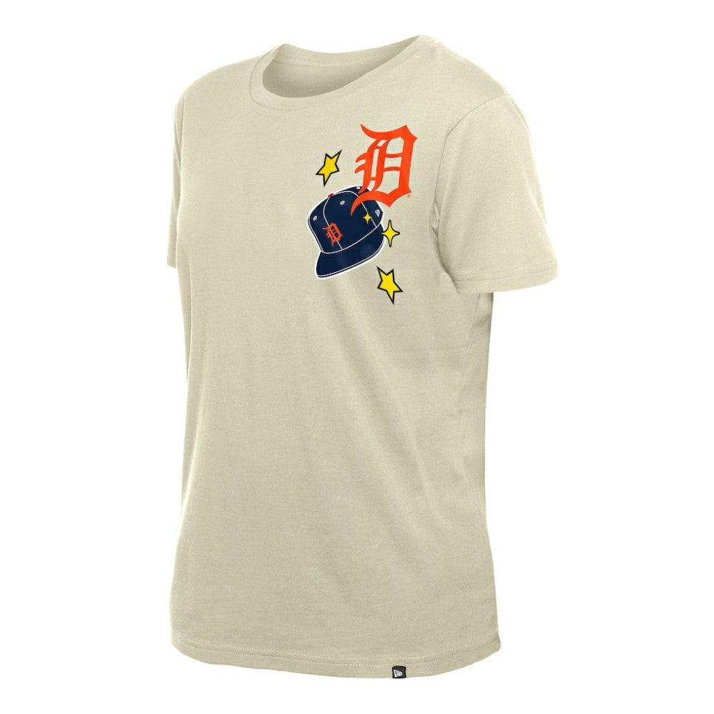 Detroit Tigers New Era Women's Stars & Cap T-Shirt - Cream - New Era Sale