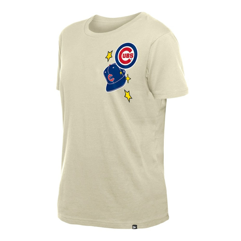 Chicago Cubs New Era Women's Stars & Cap T-Shirt - Cream - New Era Discount