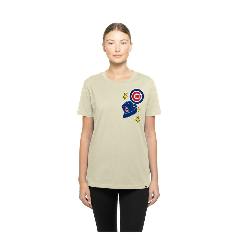 Chicago Cubs New Era Women's Stars & Cap T-Shirt - Cream - New Era Discount