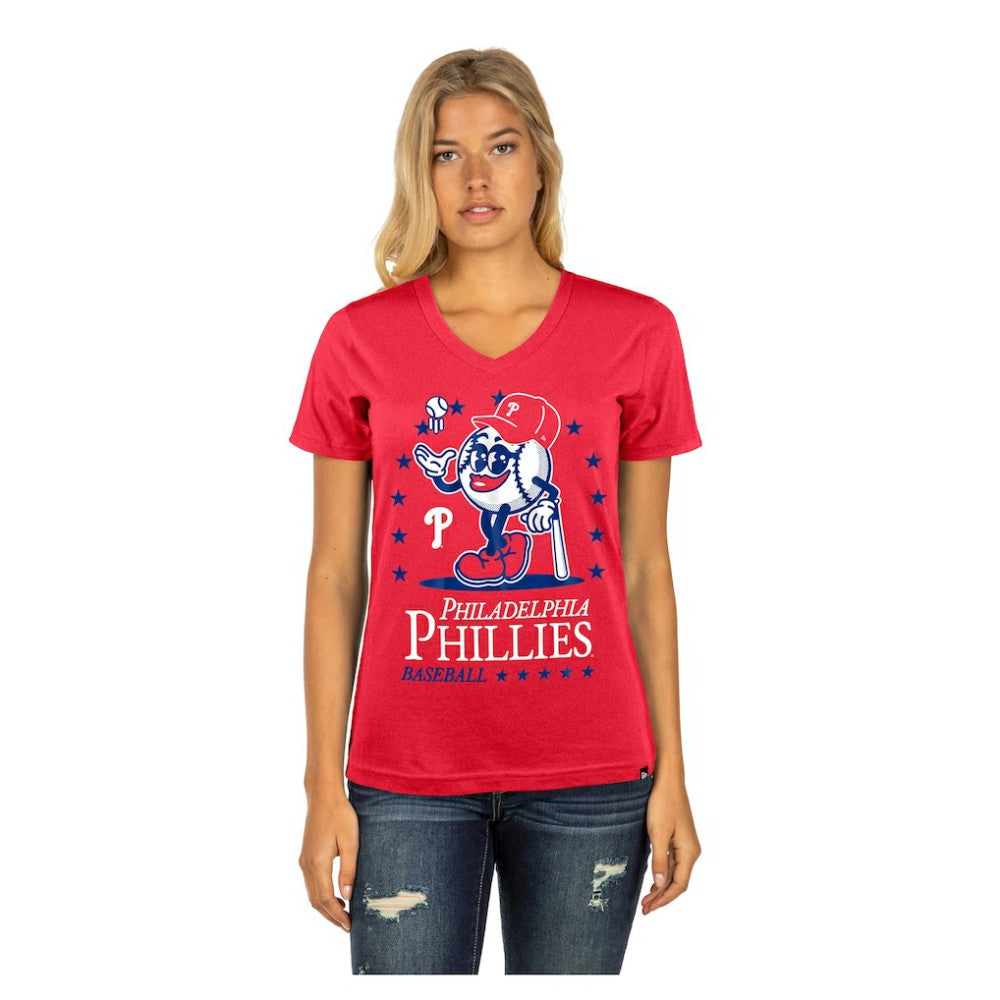 Philadelphia Phillies New Era Women's Little Miss 2 V-Neck T-Shirt - Red - New Era Sale