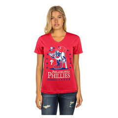 Philadelphia Phillies New Era Women's Little Miss 2 V-Neck T-Shirt - Red - New Era Sale