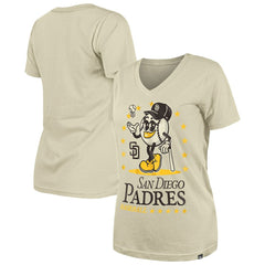 San Diego Padres New Era Women's Little Miss 2 V-Neck T-Shirt - Sand - New Era on Sale