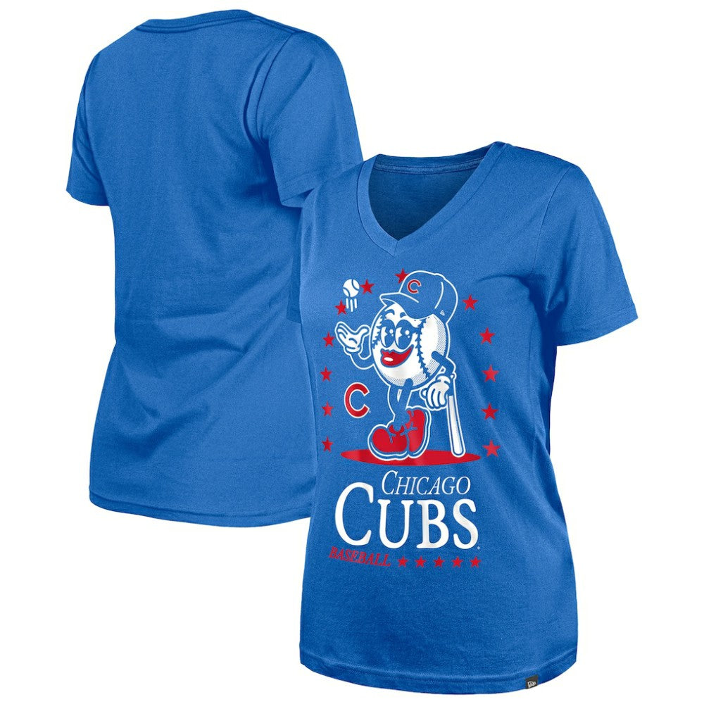 Chicago Cubs New Era Women's Little Miss 2 V-Neck T-Shirt - Royal - New Era on Sale
