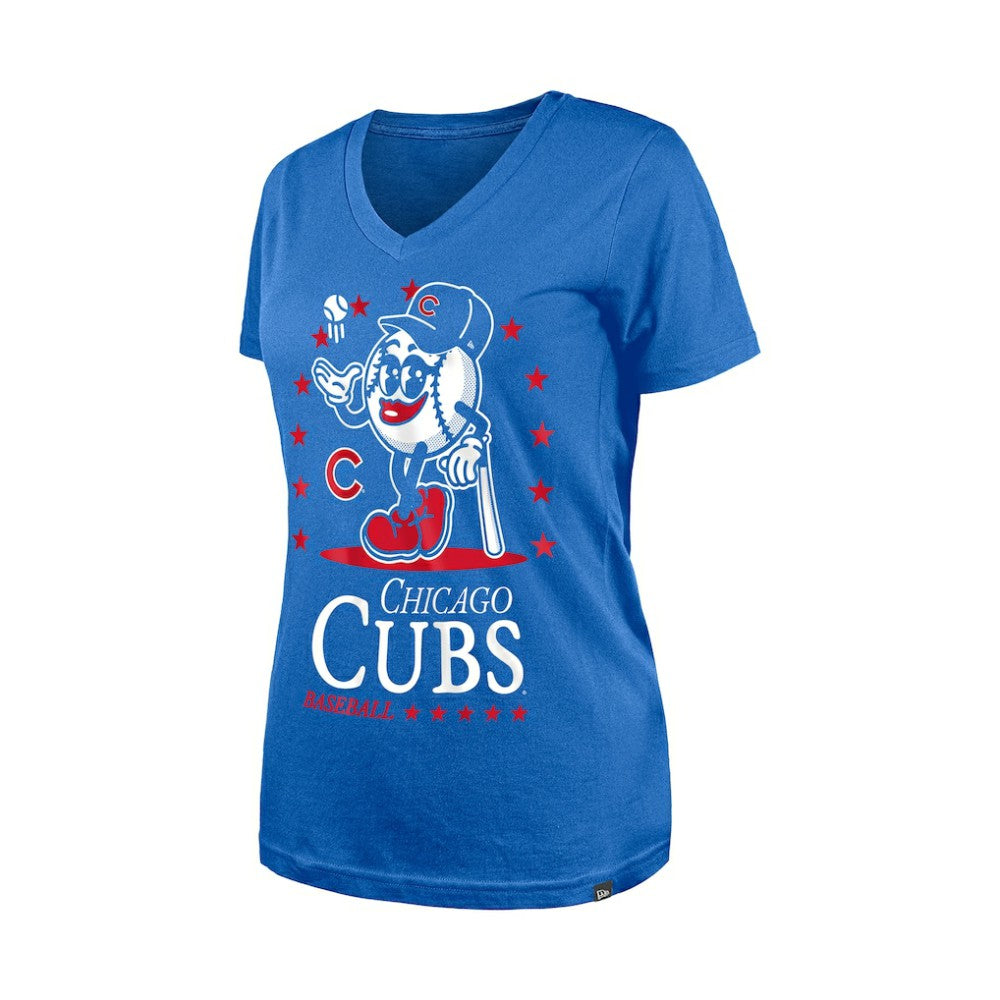 Chicago Cubs New Era Women's Little Miss 2 V-Neck T-Shirt - Royal - New Era on Sale