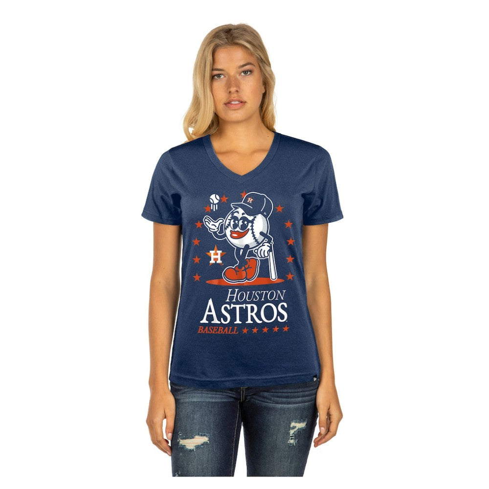 Houston Astros New Era Women's Little Miss 2 V-Neck T-Shirt - Navy - New Era Sale