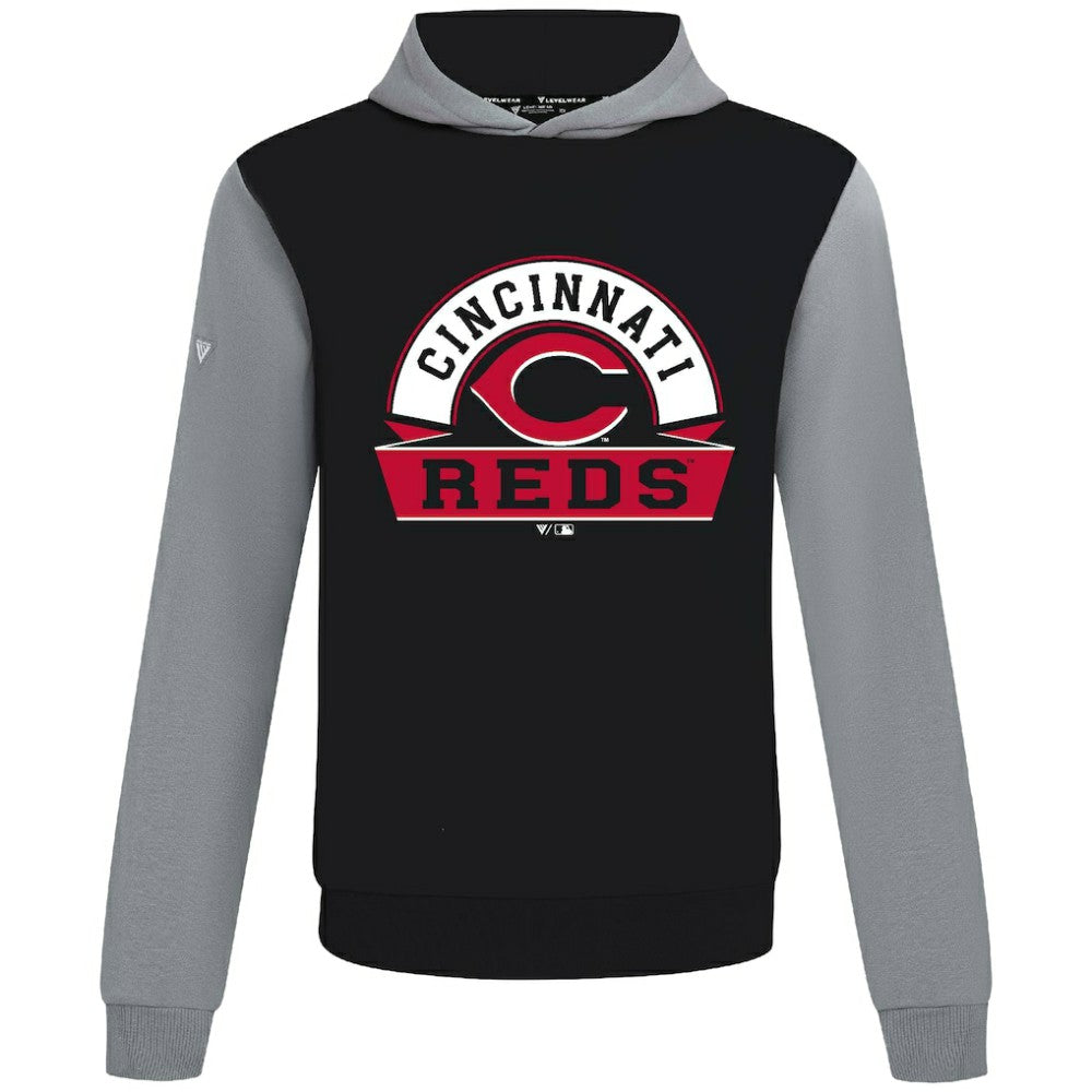 Cincinnati Reds Levelwear Throwback Ultimate Banner Arch Hoodie - Black - MLB Online