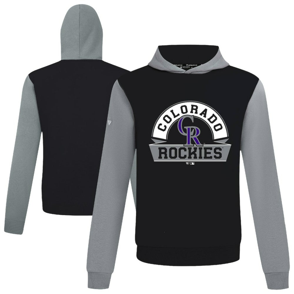 Colorado Rockies Levelwear Throwback Ultimate Banner Arch Hoodie - Black - MLB Discount
