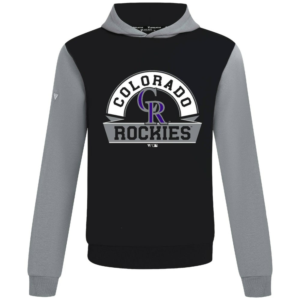 Colorado Rockies Levelwear Throwback Ultimate Banner Arch Hoodie - Black - MLB Discount
