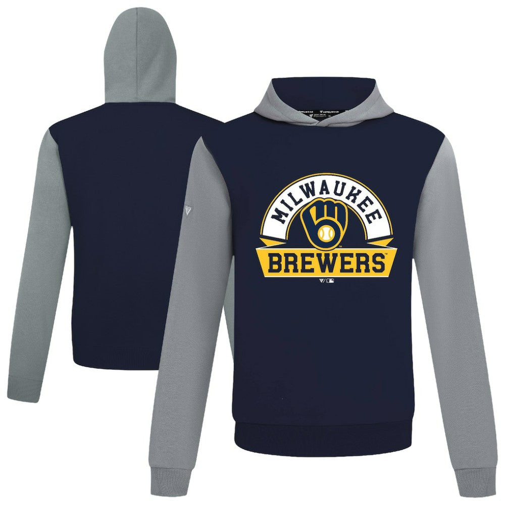Milwaukee Brewers Levelwear Throwback Ultimate Banner Arch Hoodie - Navy - MLB Sale