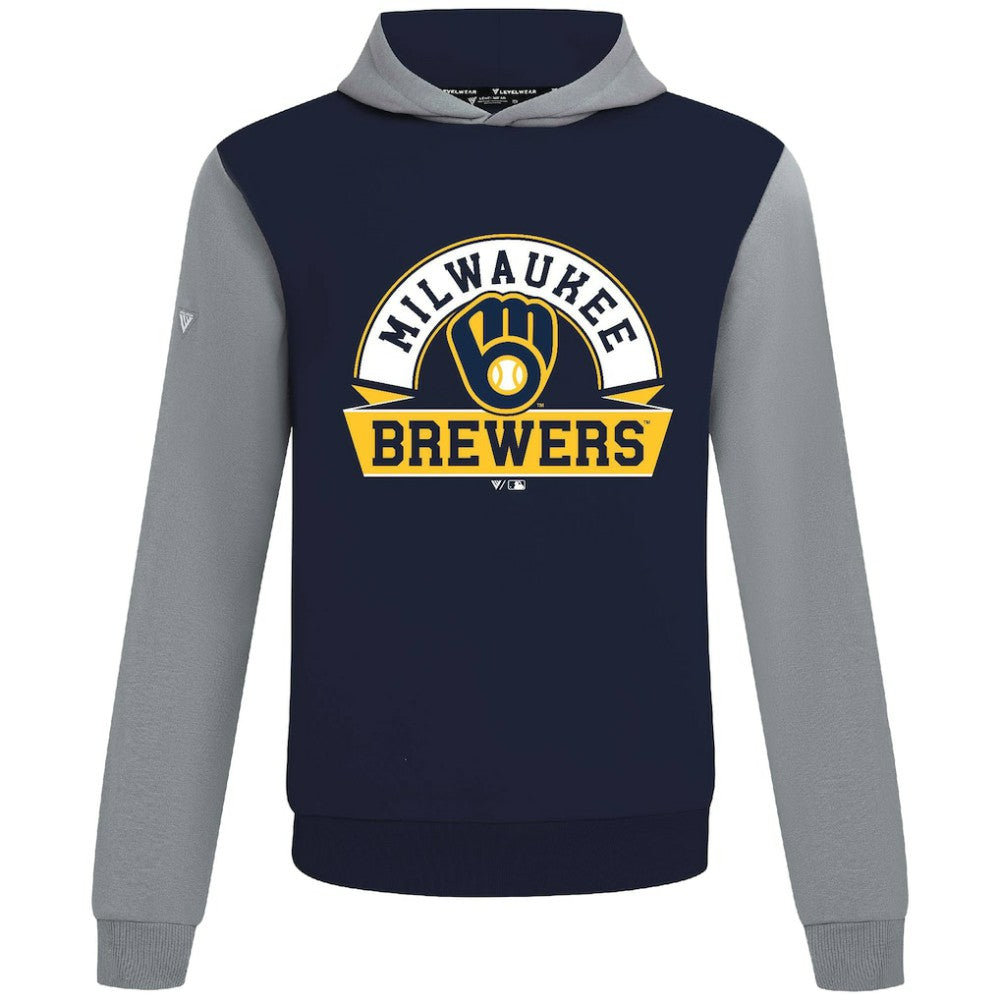 Milwaukee Brewers Levelwear Throwback Ultimate Banner Arch Hoodie - Navy - MLB Sale