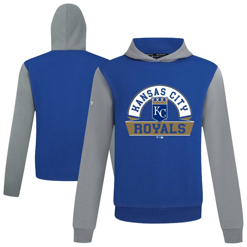 Kansas City Royals Levelwear Throwback Ultimate Banner Arch Hoodie - Royal - MLB Discount