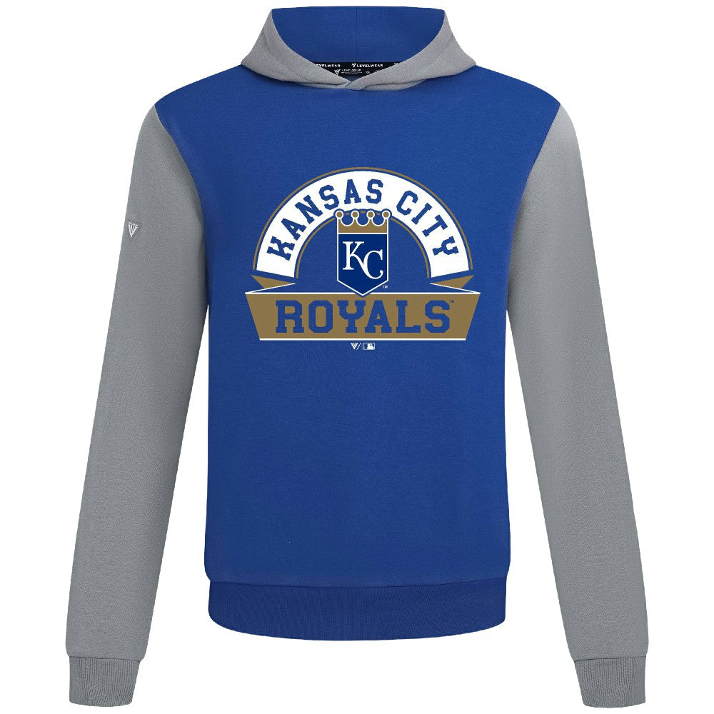 Kansas City Royals Levelwear Throwback Ultimate Banner Arch Hoodie - Royal - MLB Discount