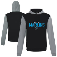 Miami Marlins Levelwear Throwback Carve Ultimate Hoodie - Black - MLB Sale