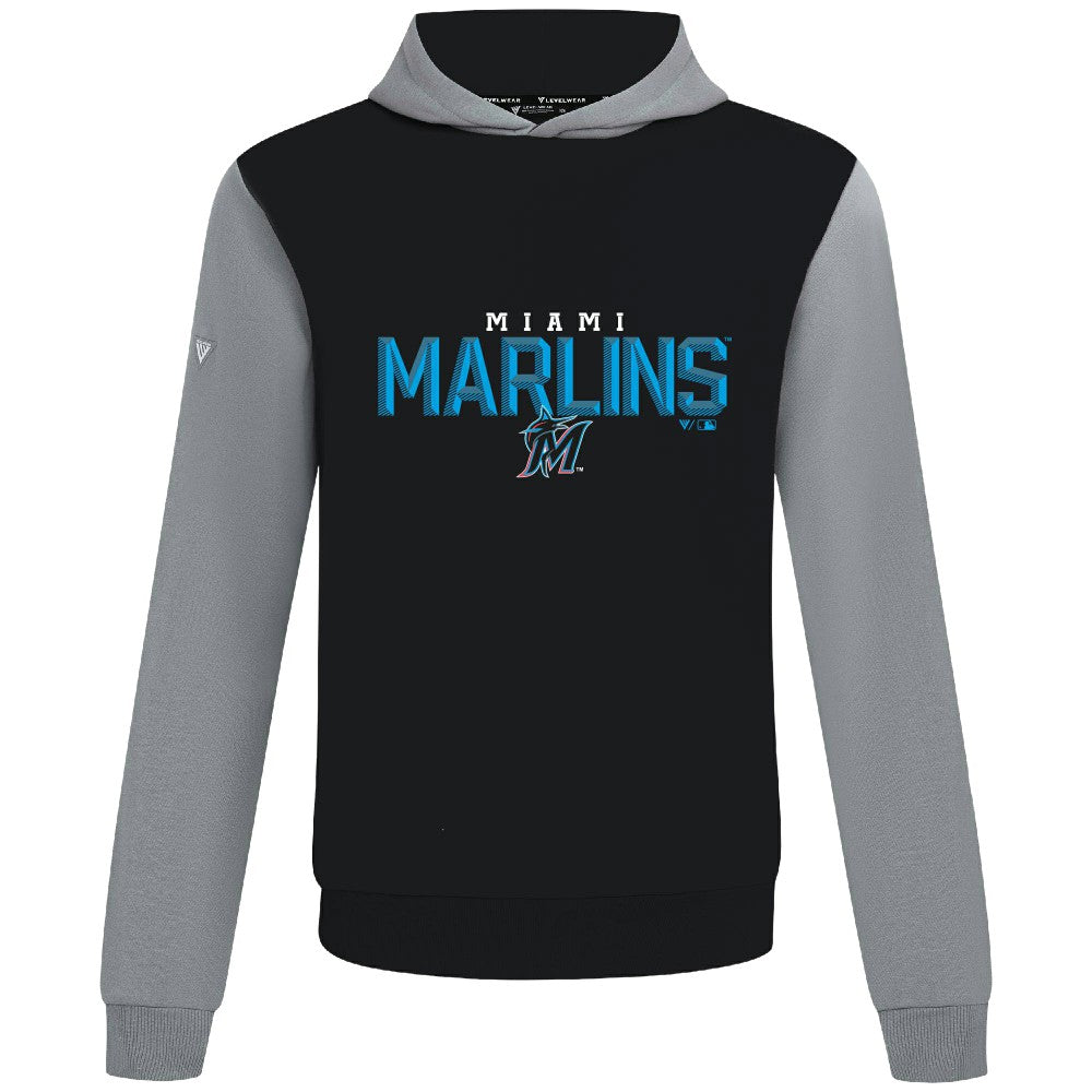 Miami Marlins Levelwear Throwback Carve Ultimate Hoodie - Black - MLB Sale