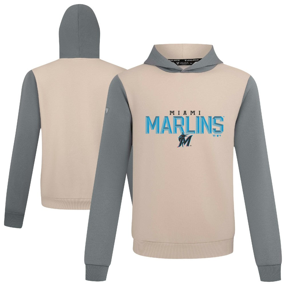 Miami Marlins Levelwear Throwback Carve Ultimate Hoodie - Sand - MLB Lifestyle