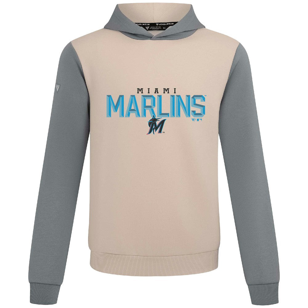Miami Marlins Levelwear Throwback Carve Ultimate Hoodie - Sand - MLB Lifestyle