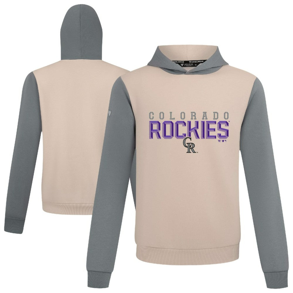 Colorado Rockies Levelwear Throwback Carve Ultimate Hoodie - Sand - MLB Discount