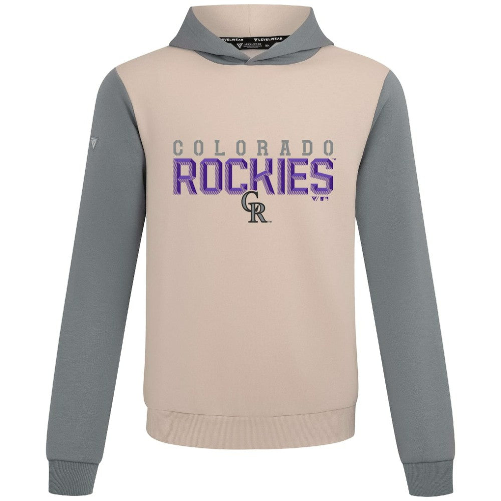 Colorado Rockies Levelwear Throwback Carve Ultimate Hoodie - Sand - MLB Discount